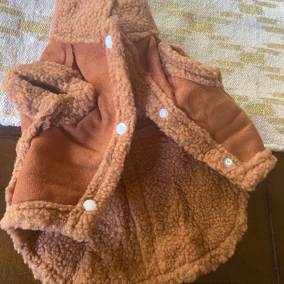 Rolling Stones rock music lips faux suede shearling dog cat coat jacket medium - Picture 3 of 4